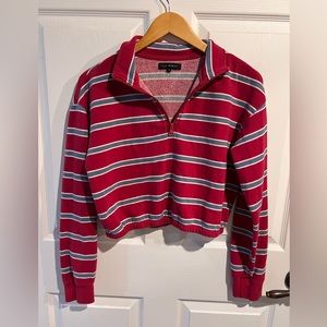 L.A. Hearts Striped Quarter-Zip Cropped Pullover | Size Small -  2/$10 SALE